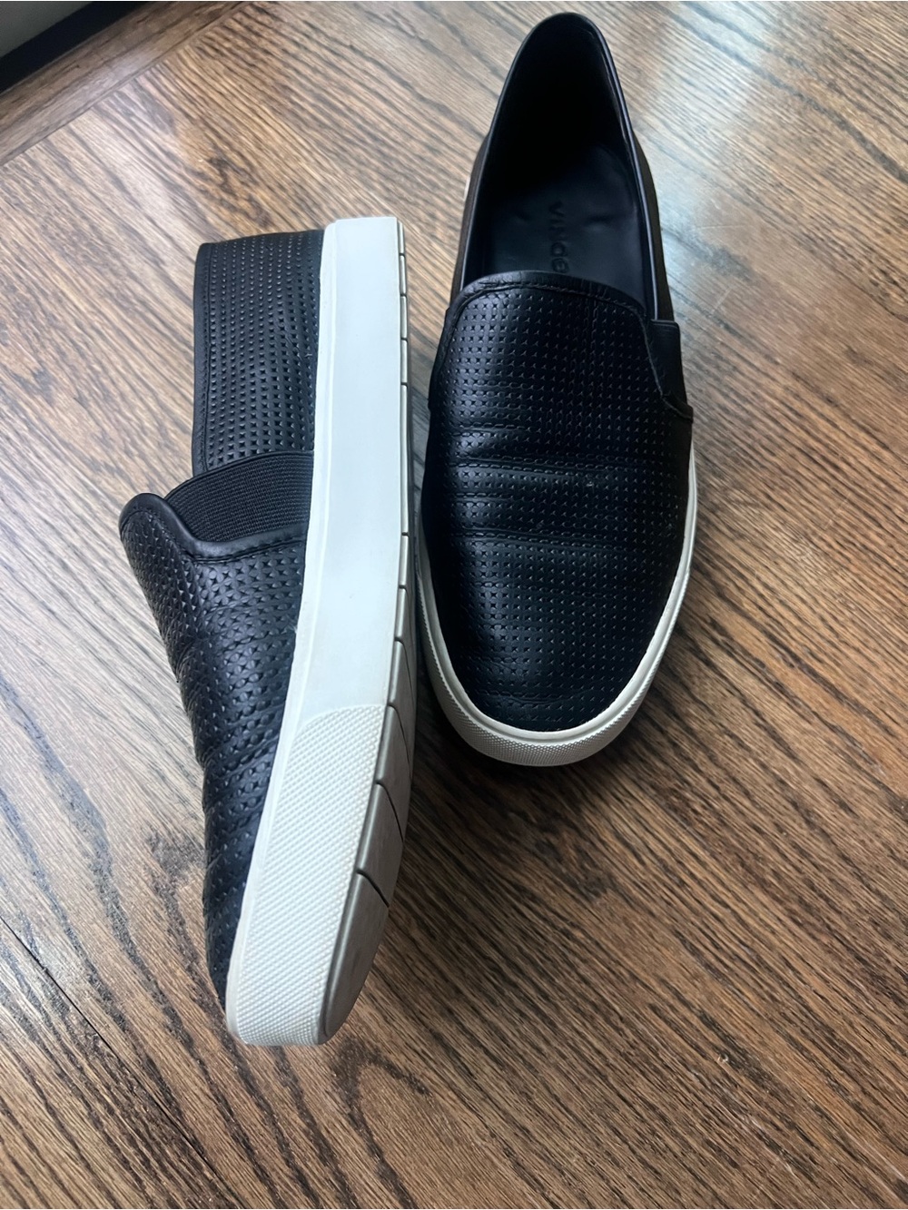 Women’s 8 Vince Black Slip-On Perforated Leather Sneaker